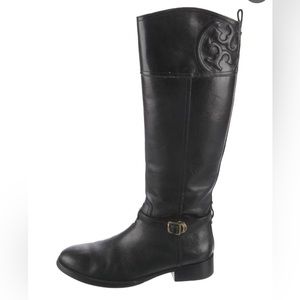 Tory Burch Marlene black leather riding boots